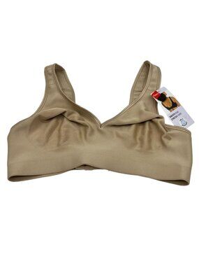 NWT Hanes Women Smooth Band Stretch Nuded Unpadded Seamless Wireless Bra Beige M